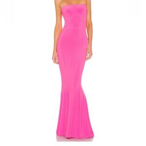 Norma kamali strapless fishtail gown
